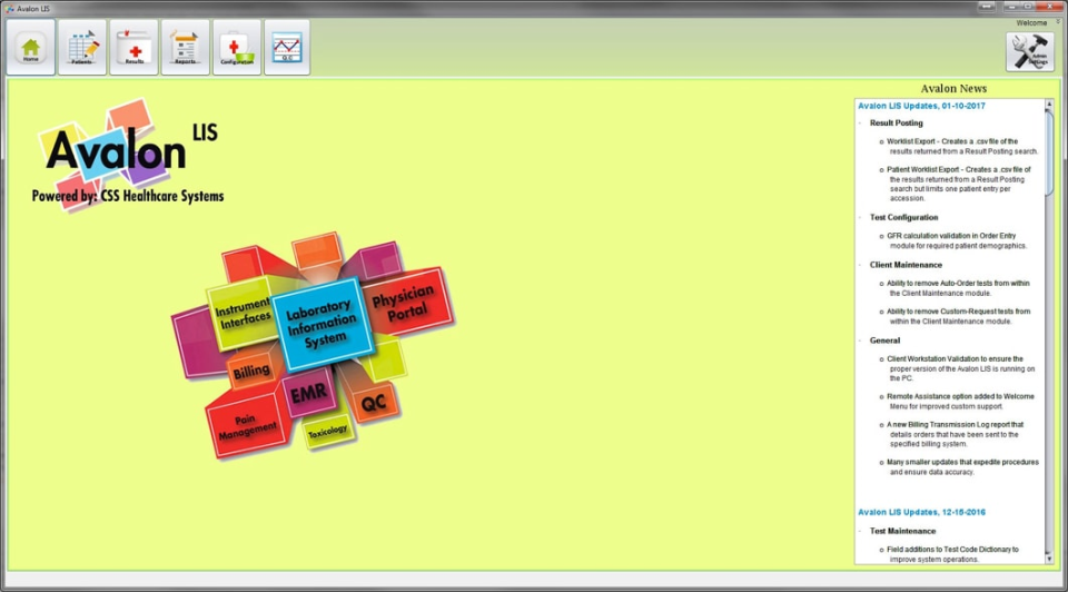 screenshot of Avalon Laboratory System